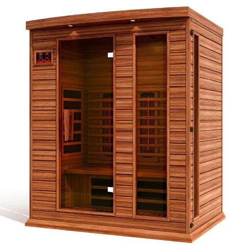 Maxxus MX-M306-01-FS CED infrared sauna shown from front angled right view