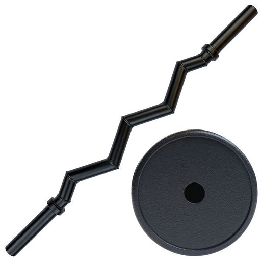 Body-Solid FAT CURL BAR OB48F with a thick 2" grip, perfect for biceps and triceps exercises, displayed with Olympic weight plate compatibility.