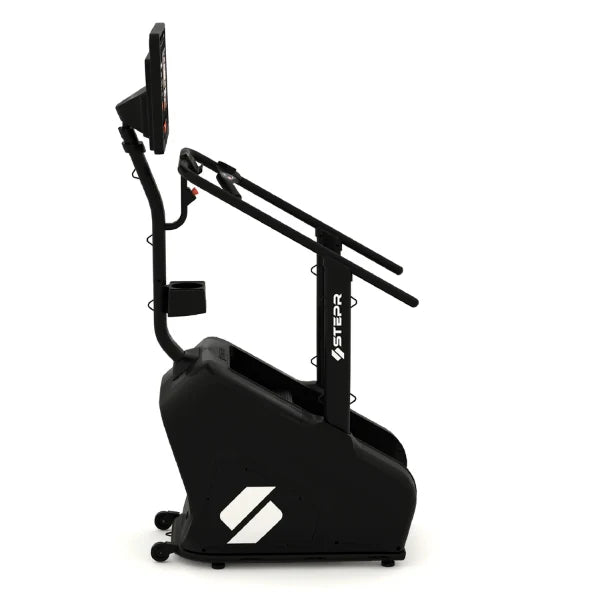 Side view of the STEPR+ Stair Climber, showcasing the compact footprint and floating step design.