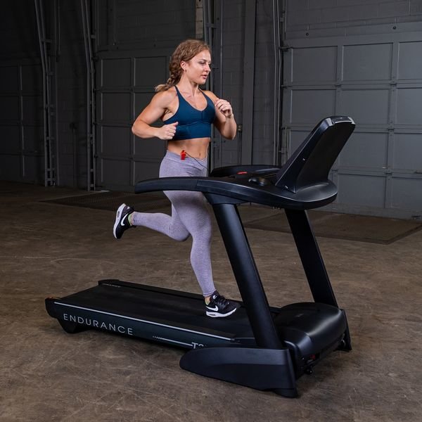 T25 Folding Treadmill Side View athlete running woman