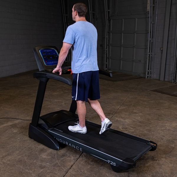 T25 Folding Treadmill Side View man walking