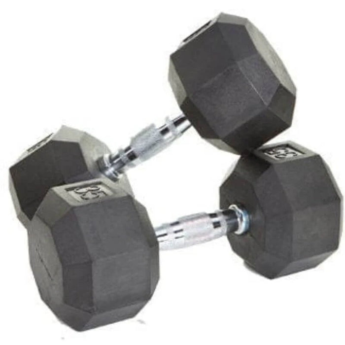 5-75 lb Rubber Encased Dumbbell Set with 3 Tier Shelf Rack VTX Troy VERTPAC-SDR75
