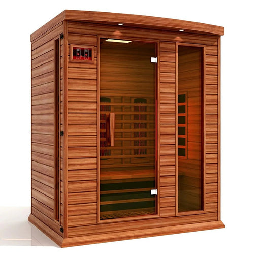Maxxus MX-M306-01-FS CED infrared sauna shown from front angled left view