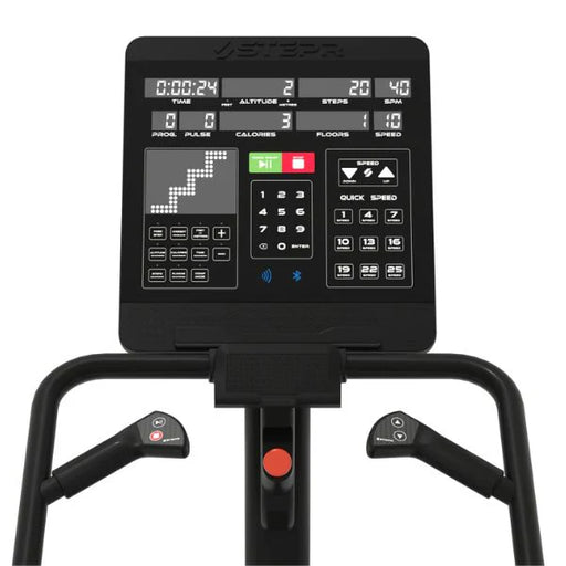 Stepr Classic console close up and handles with white background