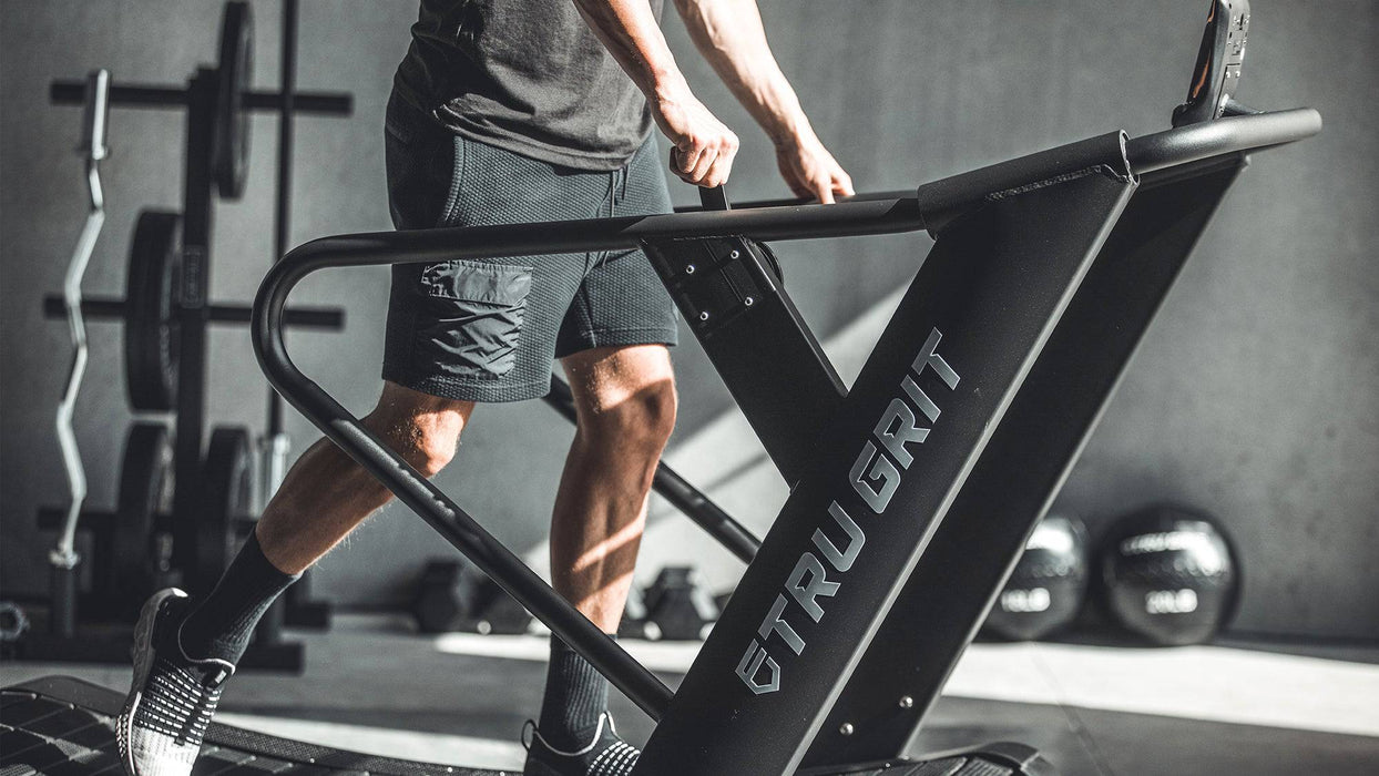 Close-up of the handle rails on the Tru Grit Grit Runner treadmill
