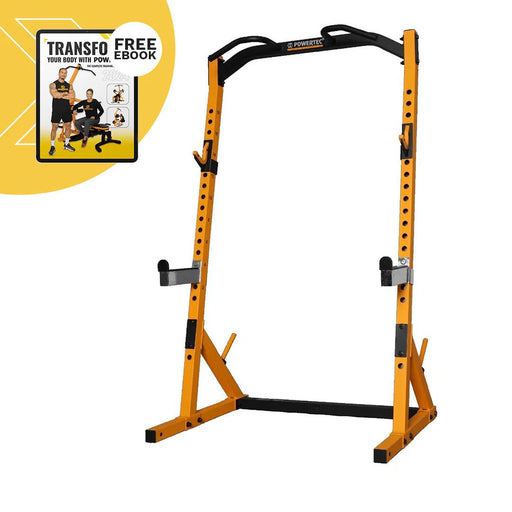 Front-facing side angled view of the Workbench Half Rack WB-HR-Y with free eBook, without yellow frame