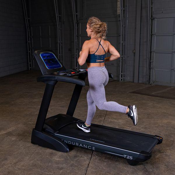 T25 Folding Treadmill Side View athlete jogging