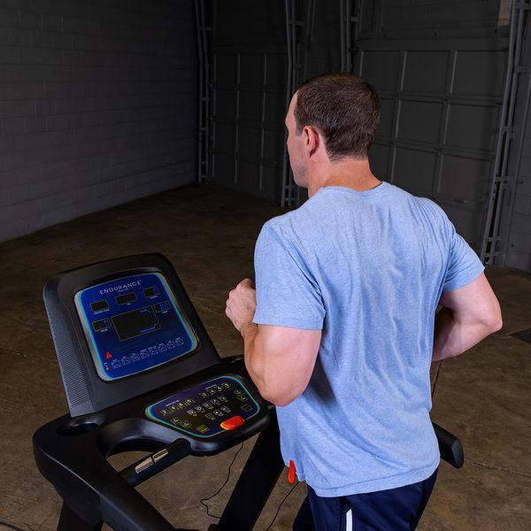 T25 Folding Treadmill Console view with athlete