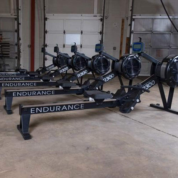 r300 rower machines 5 in a line no athlete on them