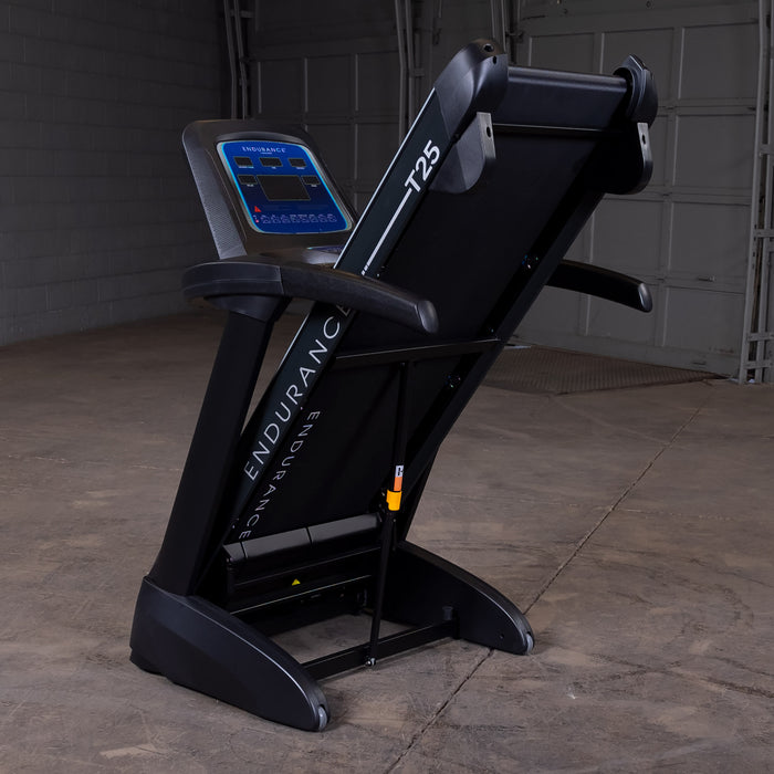 T25 Folding Treadmill Folded Up Position Front View