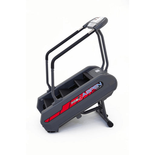 Pro 6 Aspen Stairmill Stair Climber with adjustable resistance and speed settings, built-in workout programs, and a durable design for high-intensity, low-impact cardio workouts side view, white background