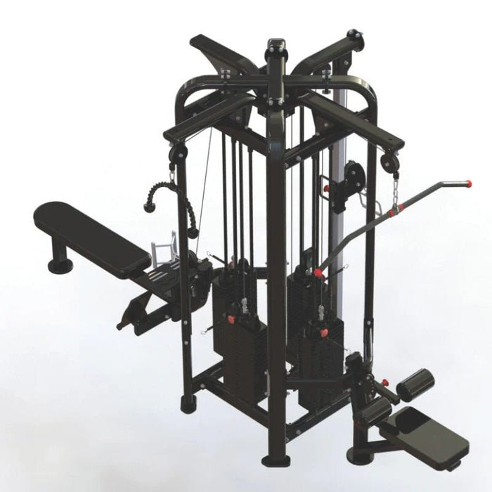 Hero image of Body-Solid Pro Clubline SJG100 4-Stack Jungle Gym showing four workout stations