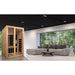 Dynamic Santiago infrared sauna placed in a modern living room setting