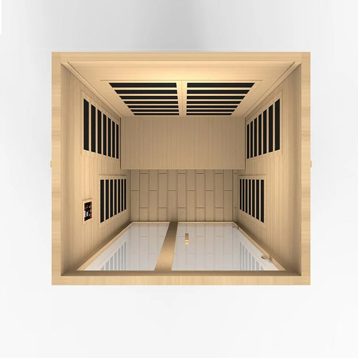 Top-down view of Dynamic Santiago infrared sauna showing internal layout