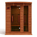 Maxxus 3-person infrared sauna front view with cedar wood and glass door