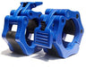 Blue ISF Barbell Collars Olympic 2-inch Clamps Locking on a white background, highlighting the strong ABS build and fast-release function for secure and efficient lifting.
