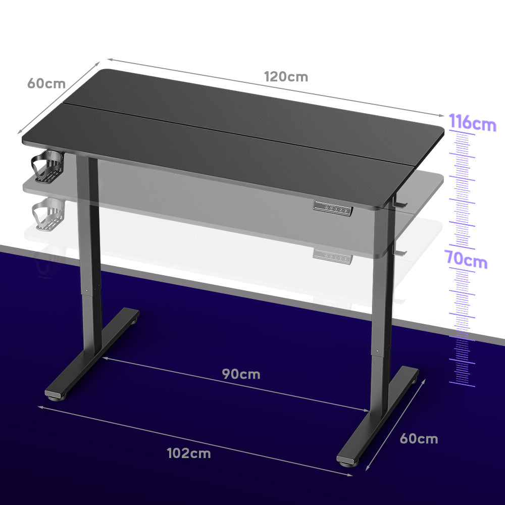 Bureau Électrique Debout Réglable en Hauteur, 120x60cm