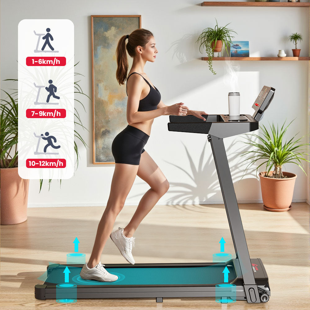 Tapis de Course Pliant Q8, Vitesse 1-12KM/H, Inclinaison Manuelle 5%